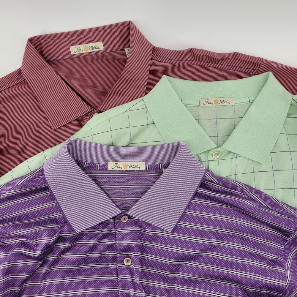 Peter Millar XXL Golf Polo Shirt Lot Double Mercerized Cotton Korea Fedex Logo‎